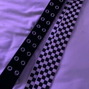 Black and White Checkered Belt Set